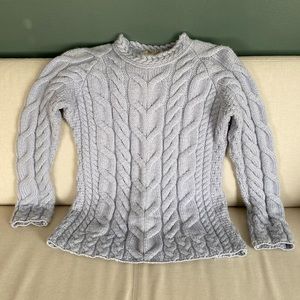 Ireland Women’s Blue Cable Knit 100% Wool Thick Sweater Size S
